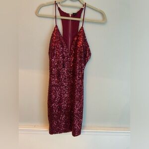 Windsor Racer Back Red Sequin Cocktail Dress Short Fitted Size Large  NWT
